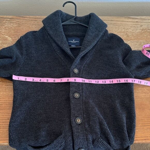 American Eagle Cardigan Sweater Mens XS Pockets Lapel Chunky Grandpa Preppy Fall - Picture 10 of 11